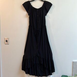 Loft black dress with ruffles size medium.